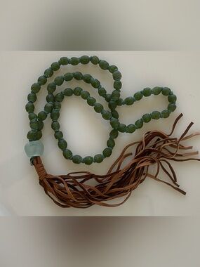 Recycled African Glass Handknotted Tassel Necklace